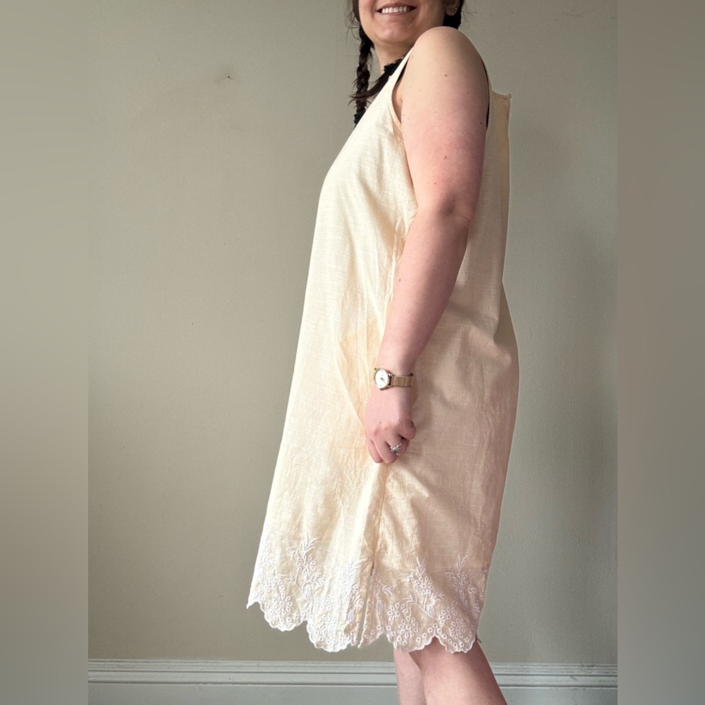 croft & barrow Yellow Striped Sleeveless Eyelet Dress - Picture 3 of 8